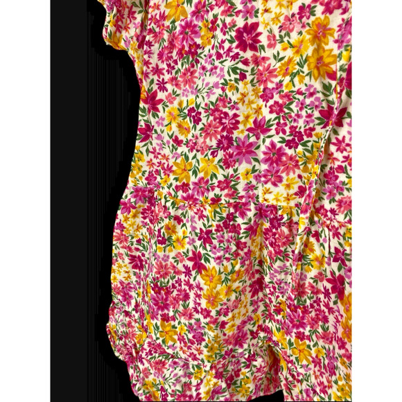 Terra & Sky Floral Top Fit & Flare Peplum Pink V Neck Romantic Cottagecore 1X - Picture 5 of 13